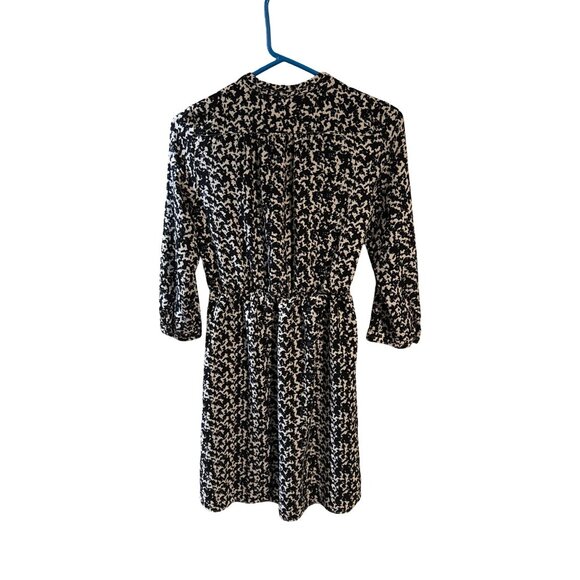 H&M Black & White Textured Button Front Dress Size 6 With 3/4 Sleeves - Picture 3 of 5